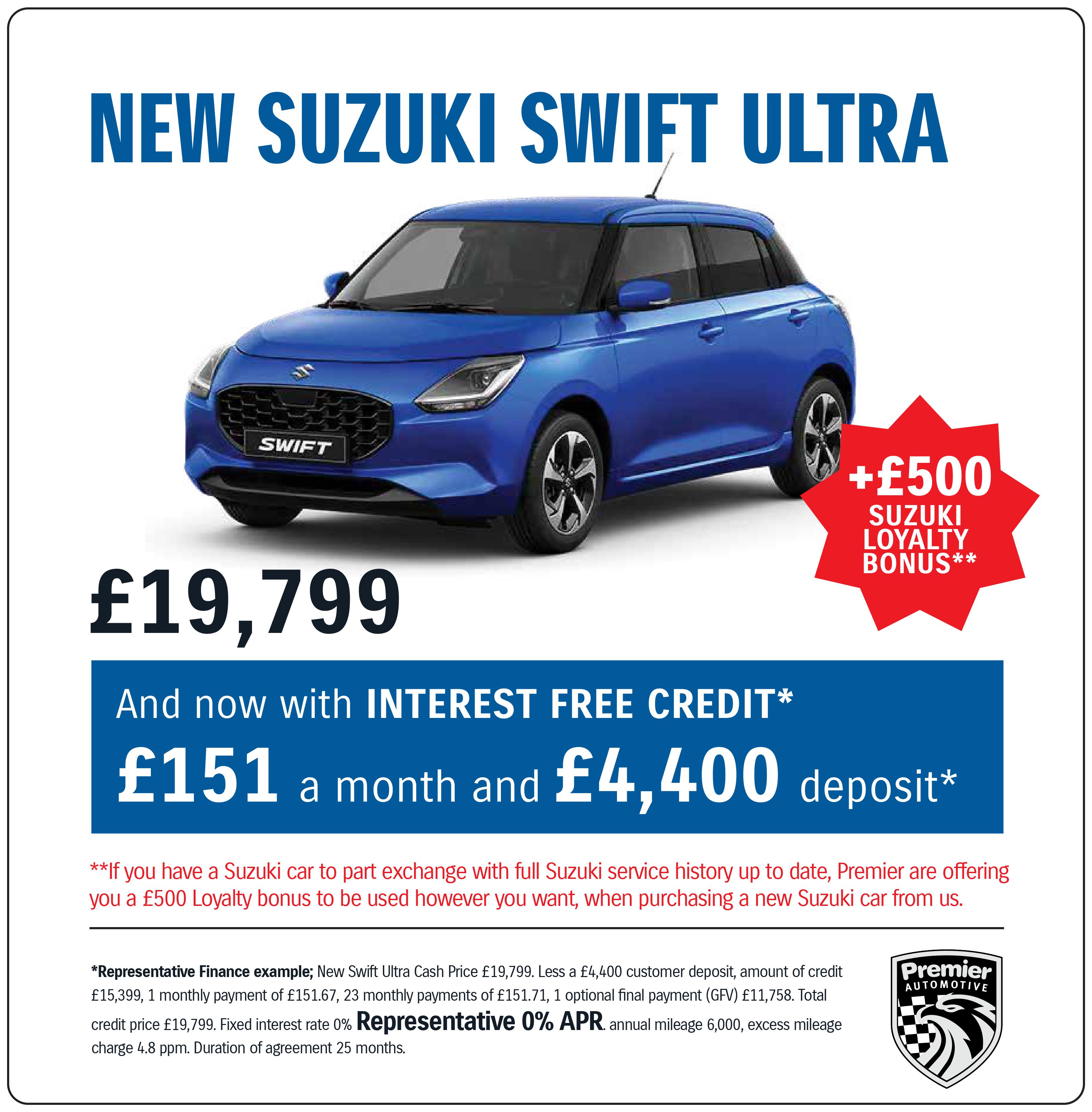 NEW SUZUKI SWIFT ULTRA WITH INTEREST FREE CREDIT